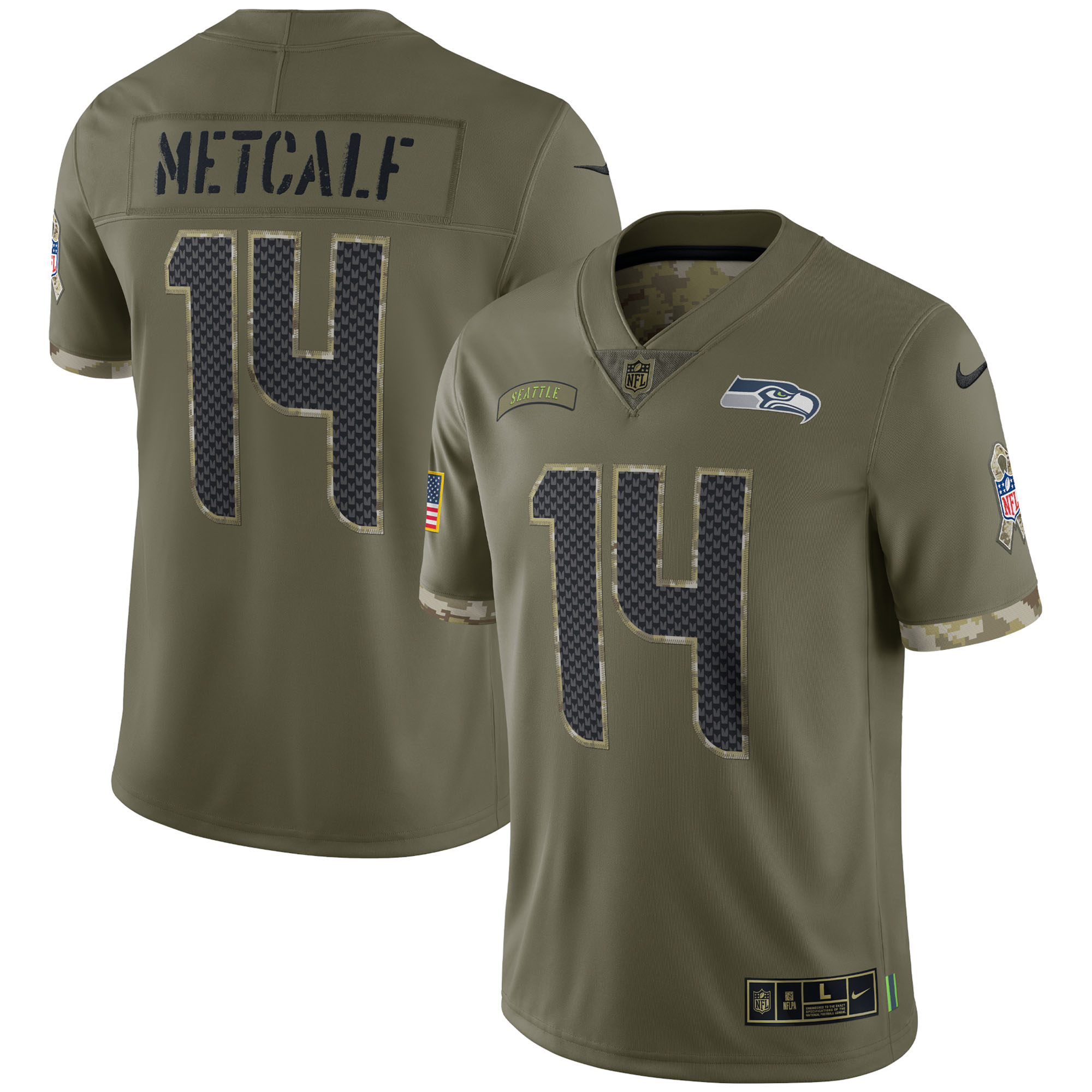 Men's Seattle Seahawks DK Metcalf Nike Olive Salute To Service Limited Jersey