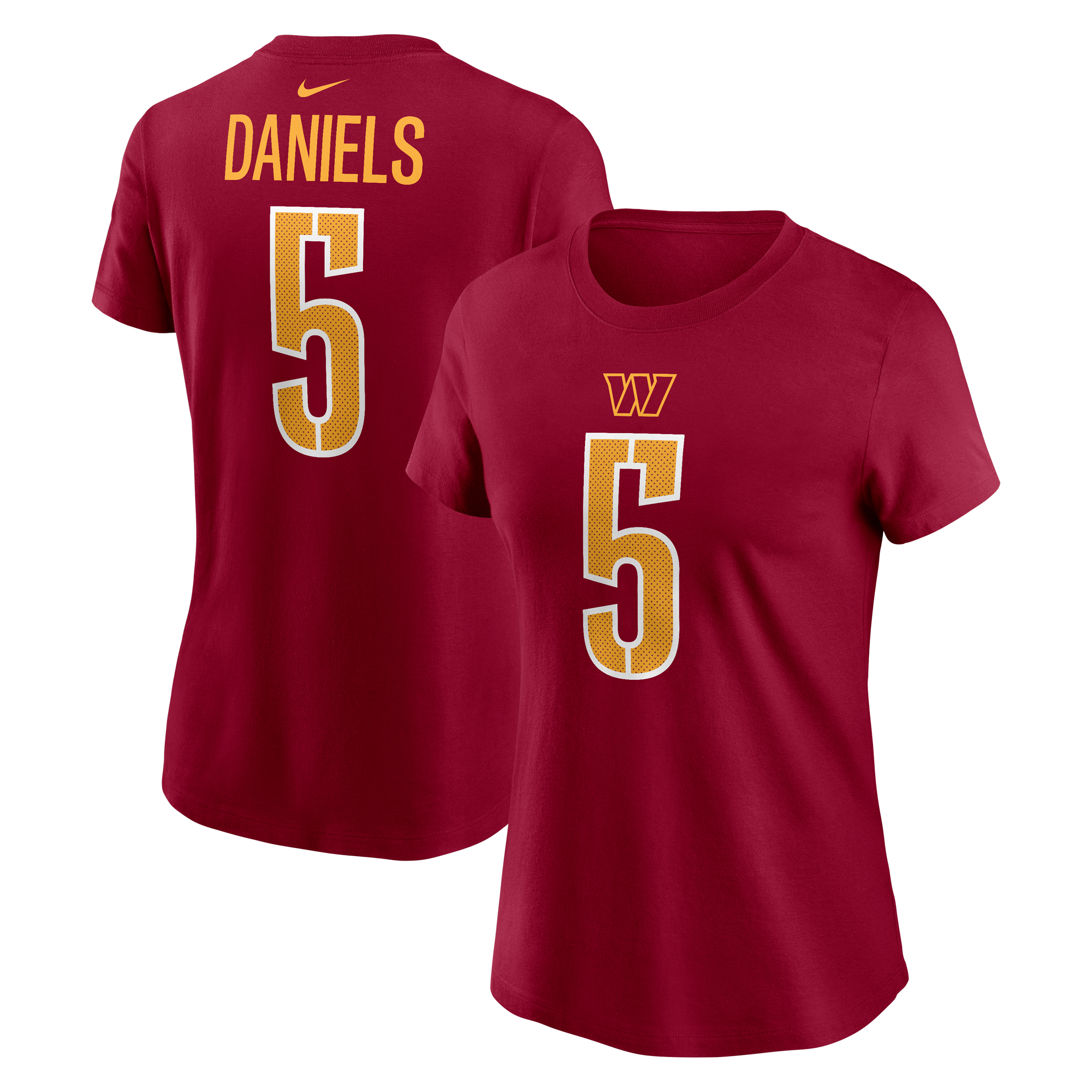 Women's Washington Commanders Jayden Daniels Nike Burgundy  Name & Number T-Shirt